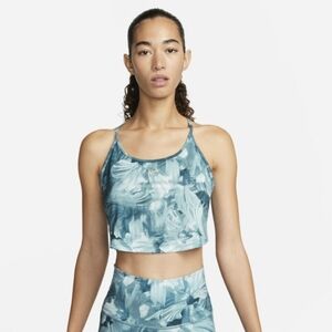 New Nike Dri-Fit Women's Cropped Tank Top Sports - Multi Blue Print- Size Small